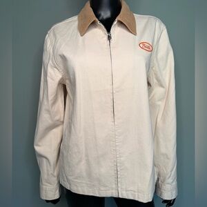 Brixton Cream Utility Jacket with Brown Collar